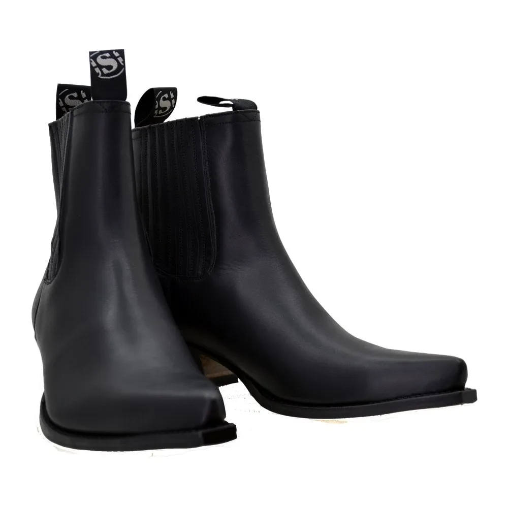 Men's Cowboy Boots Sendra 1692 Black Leather Ibiza Heel