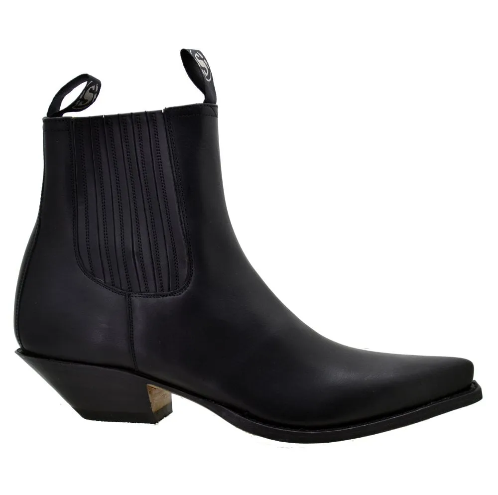 Men's Cowboy Boots Sendra 1692 Black Leather Ibiza Heel