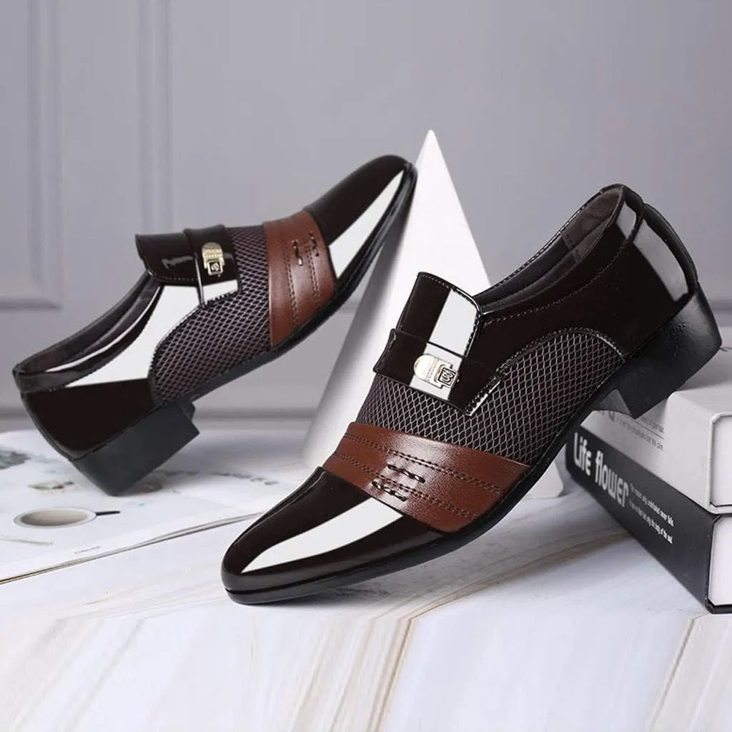Mens Dress Shoes with Leather Soles Shoes Shoe Male Suit Business Men Comfortable Leather Wedding Casual Shoes Men's Leather Shoes Mens Shoes Working Shoes (Brown, 41)