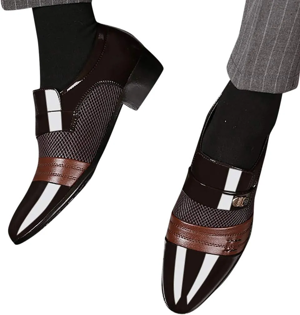 Mens Dress Shoes with Leather Soles Shoes Shoe Male Suit Business Men Comfortable Leather Wedding Casual Shoes Men's Leather Shoes Mens Shoes Working Shoes (Brown, 44)
