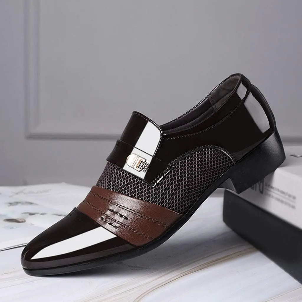 Mens Dress Shoes with Leather Soles Shoes Shoe Male Suit Business Men Comfortable Leather Wedding Casual Shoes Men's Leather Shoes Mens Shoes Working Shoes (Brown, 44)