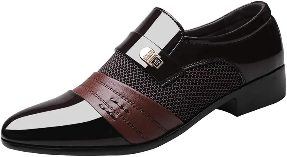 Mens Dress Shoes with Leather Soles Shoes Shoe Male Suit Business Men Comfortable Leather Wedding Casual Shoes Men's Leather Shoes Mens Shoes Working Shoes (Brown, 44)