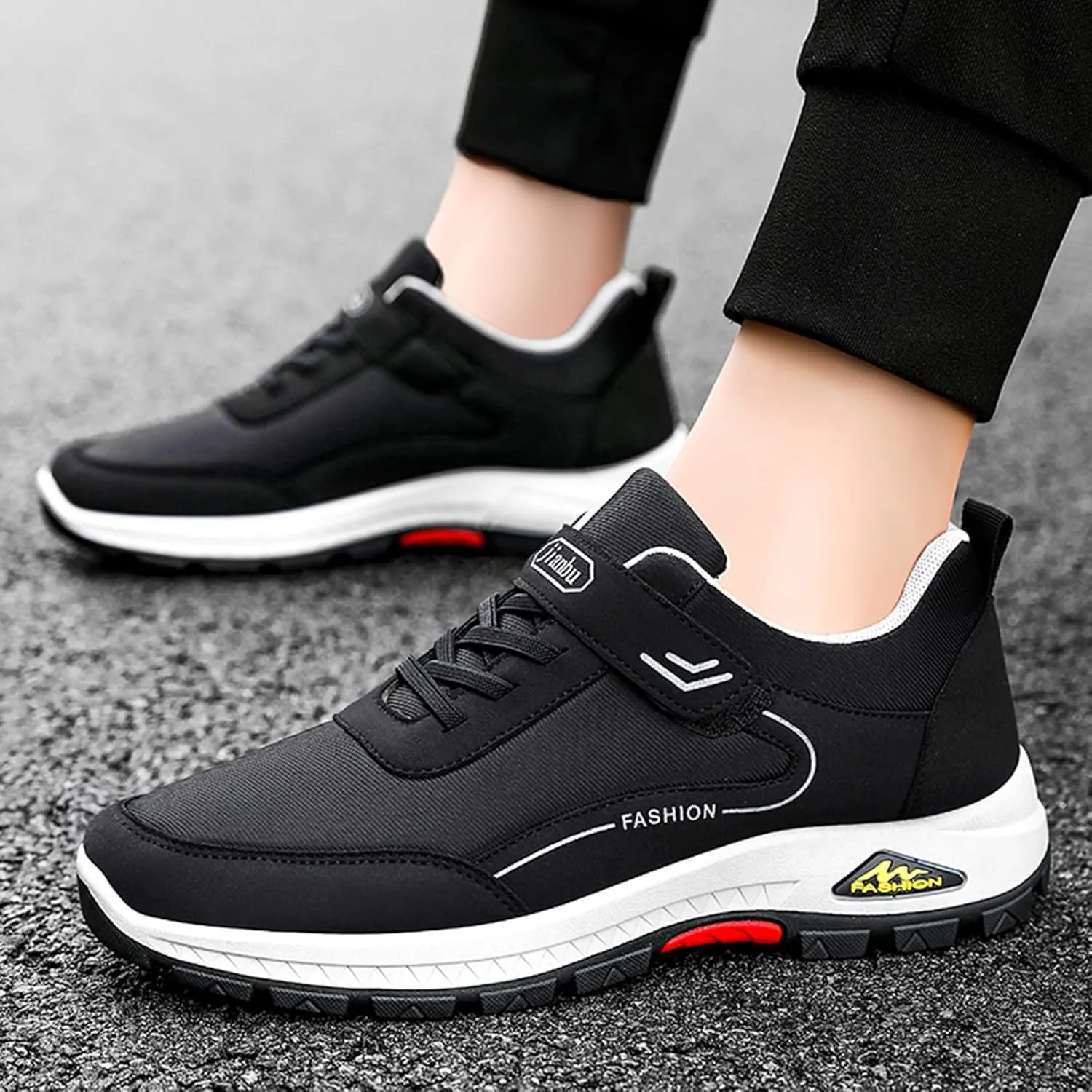 Mens Everyday Sneakers Fashion Spring and Summer Men Sports Shoes Soft Sole Non Slip Solid Color Lace Up Minimalist