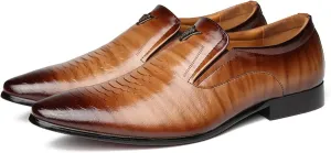 Men's Leather Lined Dress Oxfords Shoes Slip-on Loafers Men's Casual Business Leather Shoes