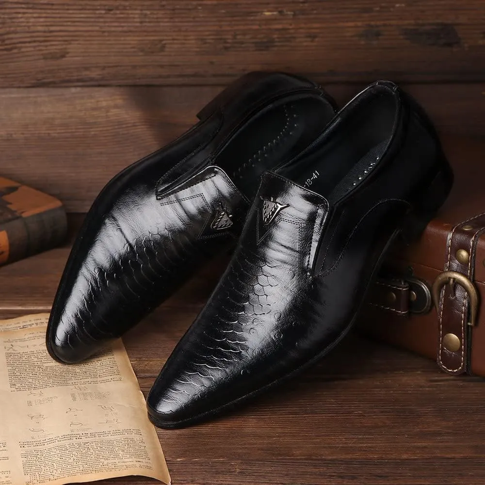 Men's Leather Lined Dress Oxfords Shoes Slip-on Loafers Men's Casual Business Leather Shoes