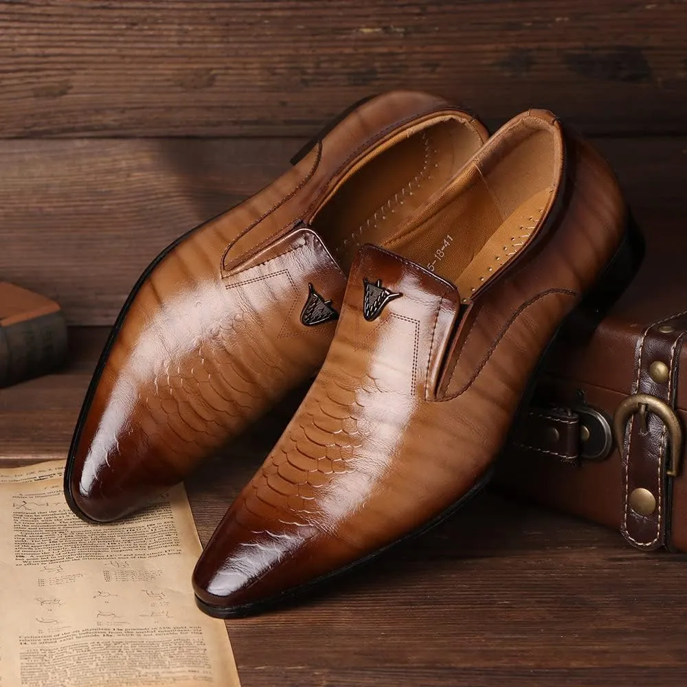 Men's Leather Lined Dress Oxfords Shoes Slip-on Loafers Men's Casual Business Leather Shoes