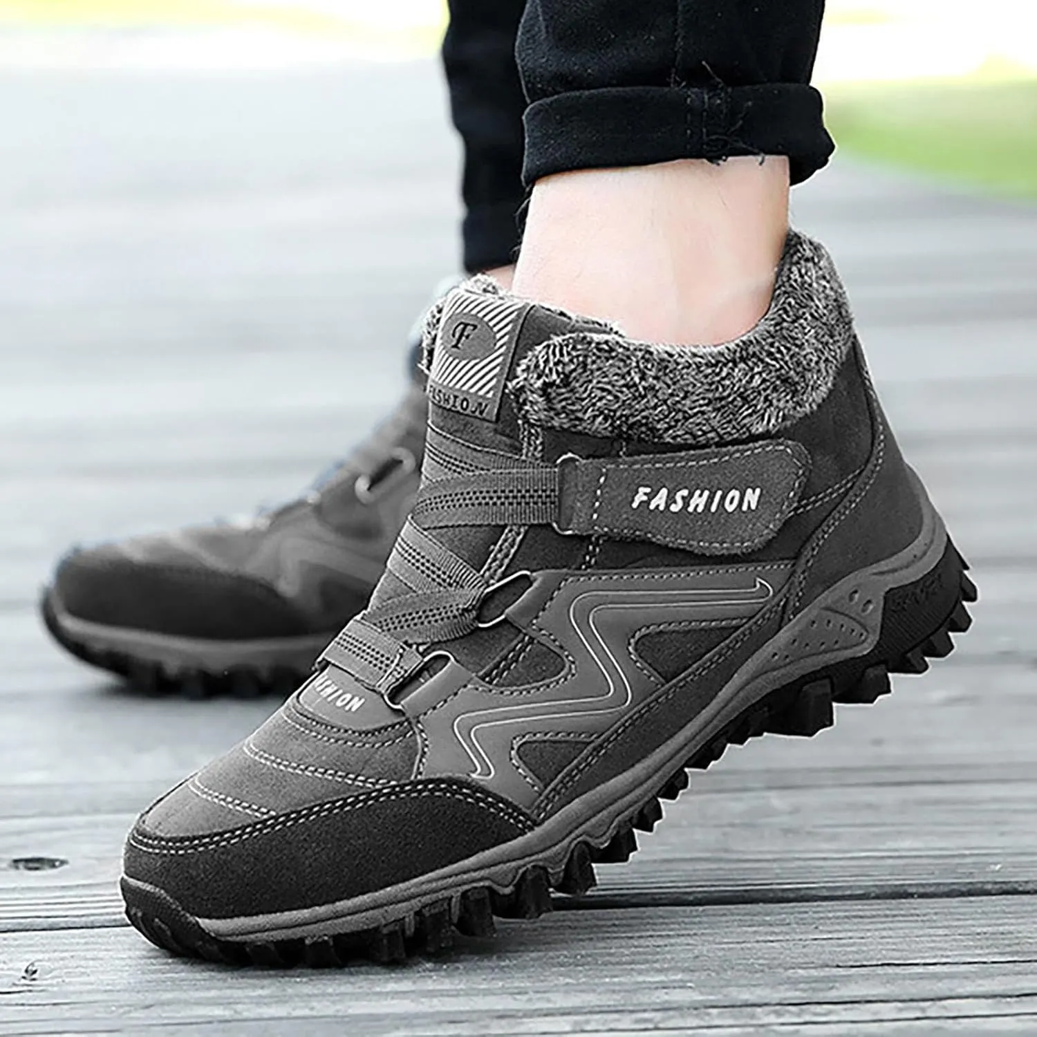 Men's Snow Boots Warm Furry Lined Footwear Waterproof Outdoor Comfort Winter Boots Non-slip Cold Weather Shoes Hiking Boot Trekking Boots