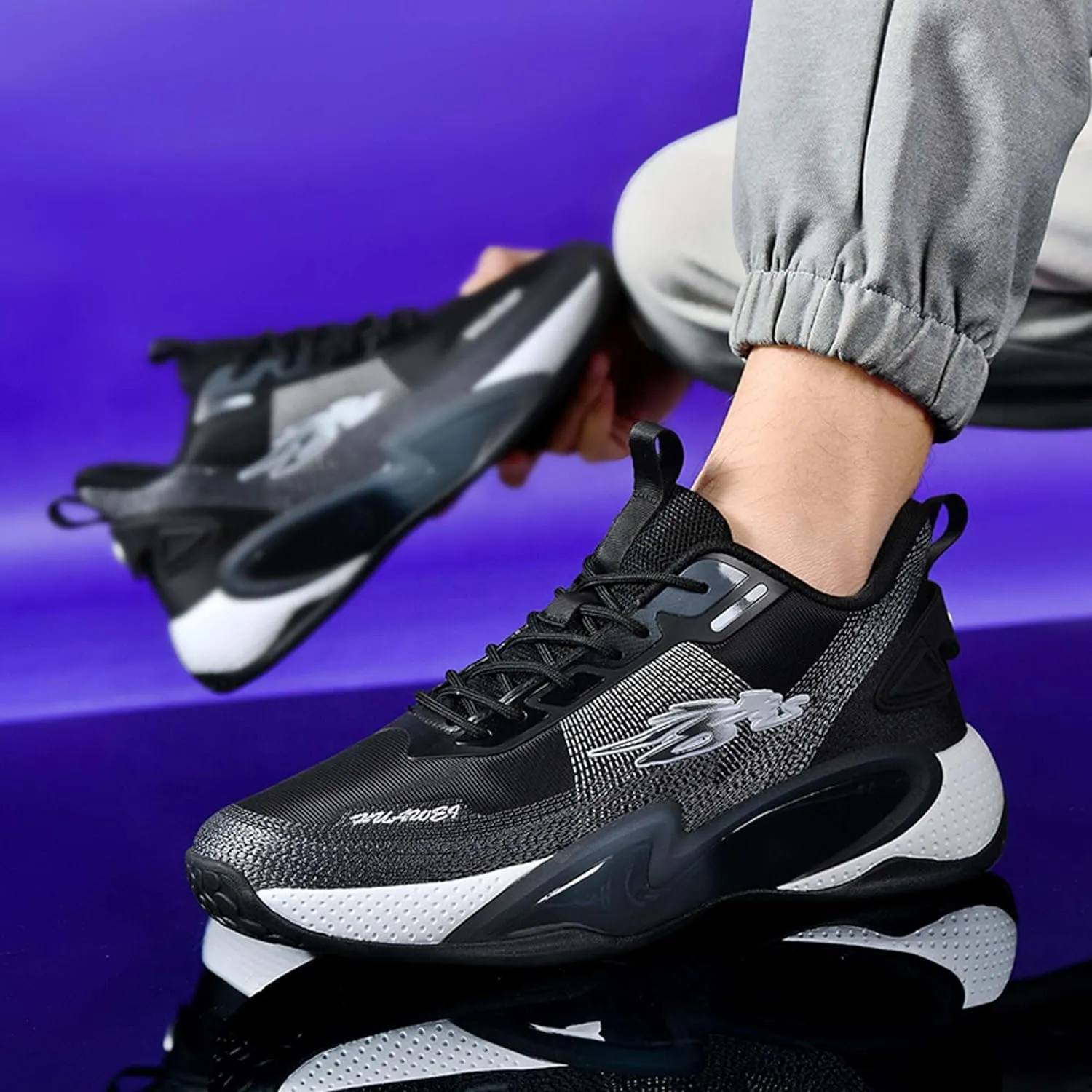 Men's Sports Rubber Soled Running Shoes,Breathable Training Casual Basketball Shoes Lightweight Training Tennis Indoor or Outdoor Walking