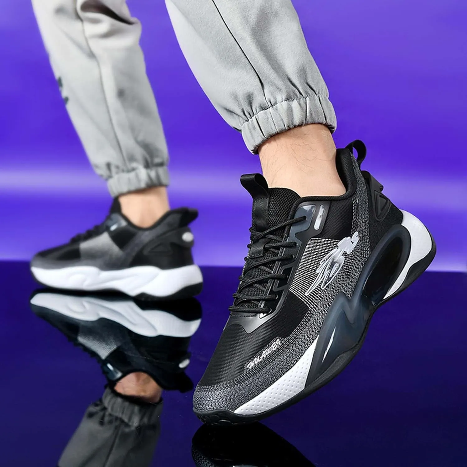 Men's Sports Rubber Soled Running Shoes,Breathable Training Casual Basketball Shoes Lightweight Training Tennis Indoor or Outdoor Walking