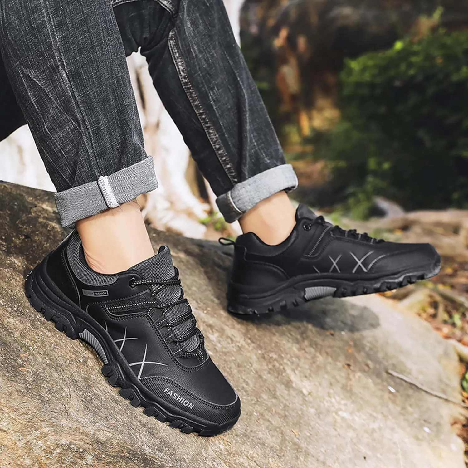 Mens Womens Anti Slip Wear Resistant Lace Up Hiking Boots Comfortable Breathable backpacking boots Rubber Soles Scenic Spots Tourist Boots Couple Park Walking Boots Rock Climbing Boots