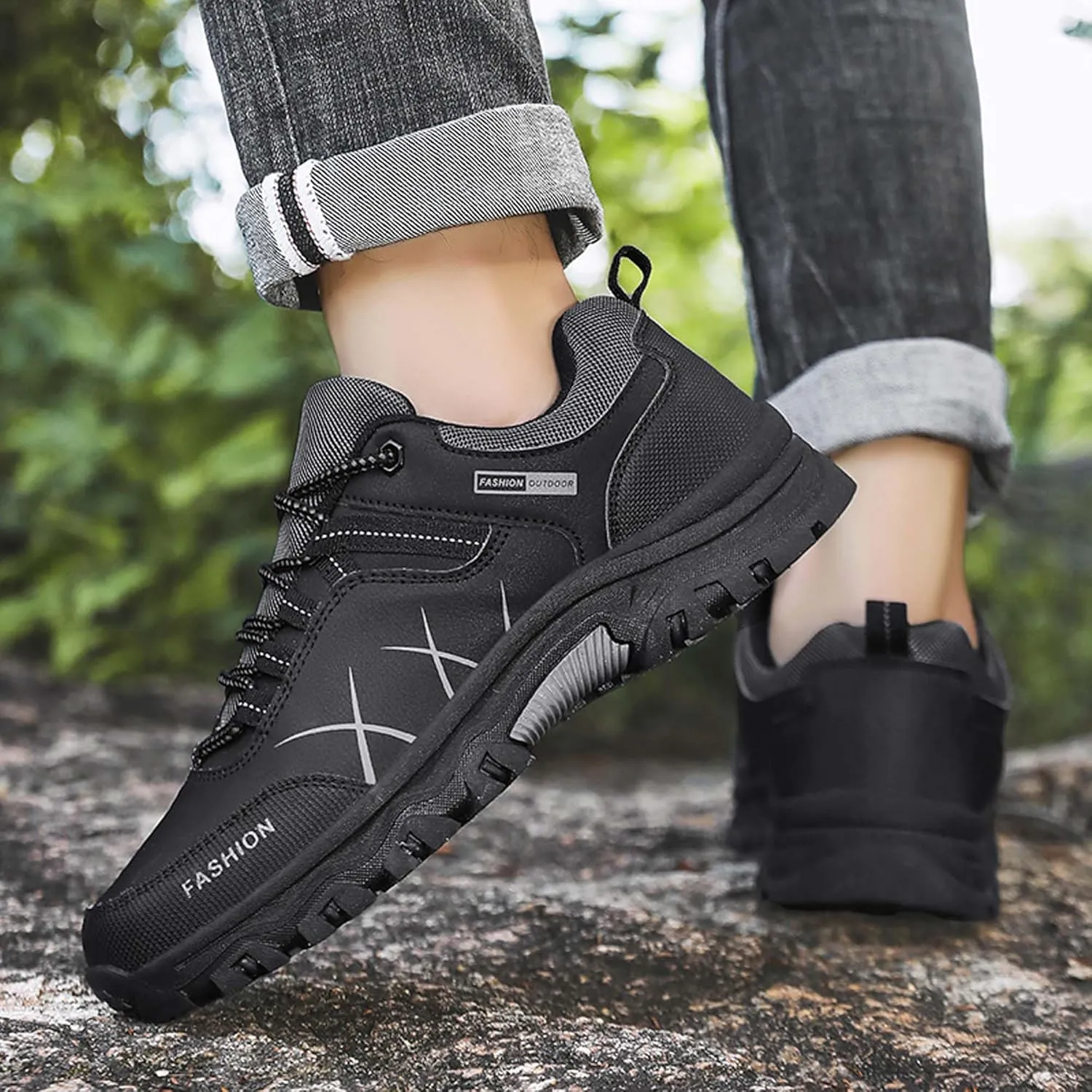 Mens Womens Anti Slip Wear Resistant Lace Up Hiking Boots Comfortable Breathable backpacking boots Rubber Soles Scenic Spots Tourist Boots Couple Park Walking Boots Rock Climbing Boots