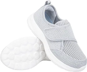 Men's Women's Mesh Round Toe Hook and Loop Loafers with Arch Support Casual Breathable Slip-On Orthopedic Sneakers Comfort Walking Shoes Lightweight Knitted Cushion Running Tennis Gym