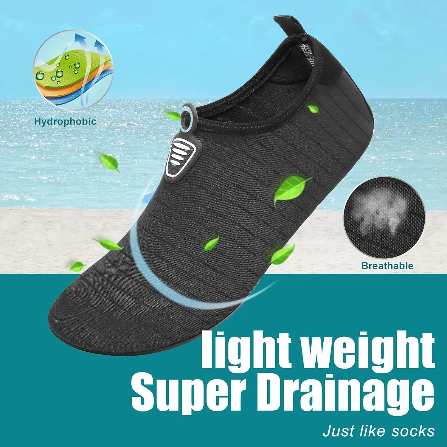 Metog Men Women Water Shoes Quick-Dry Aqua Socks Barefoot Slip-on for Beach Swim Sport Surf Yoga Exercise