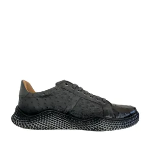 Mezlan 4970-S Men's Shoes Gray Exotic Ostrich-Skin Sneakers (MZ3672)