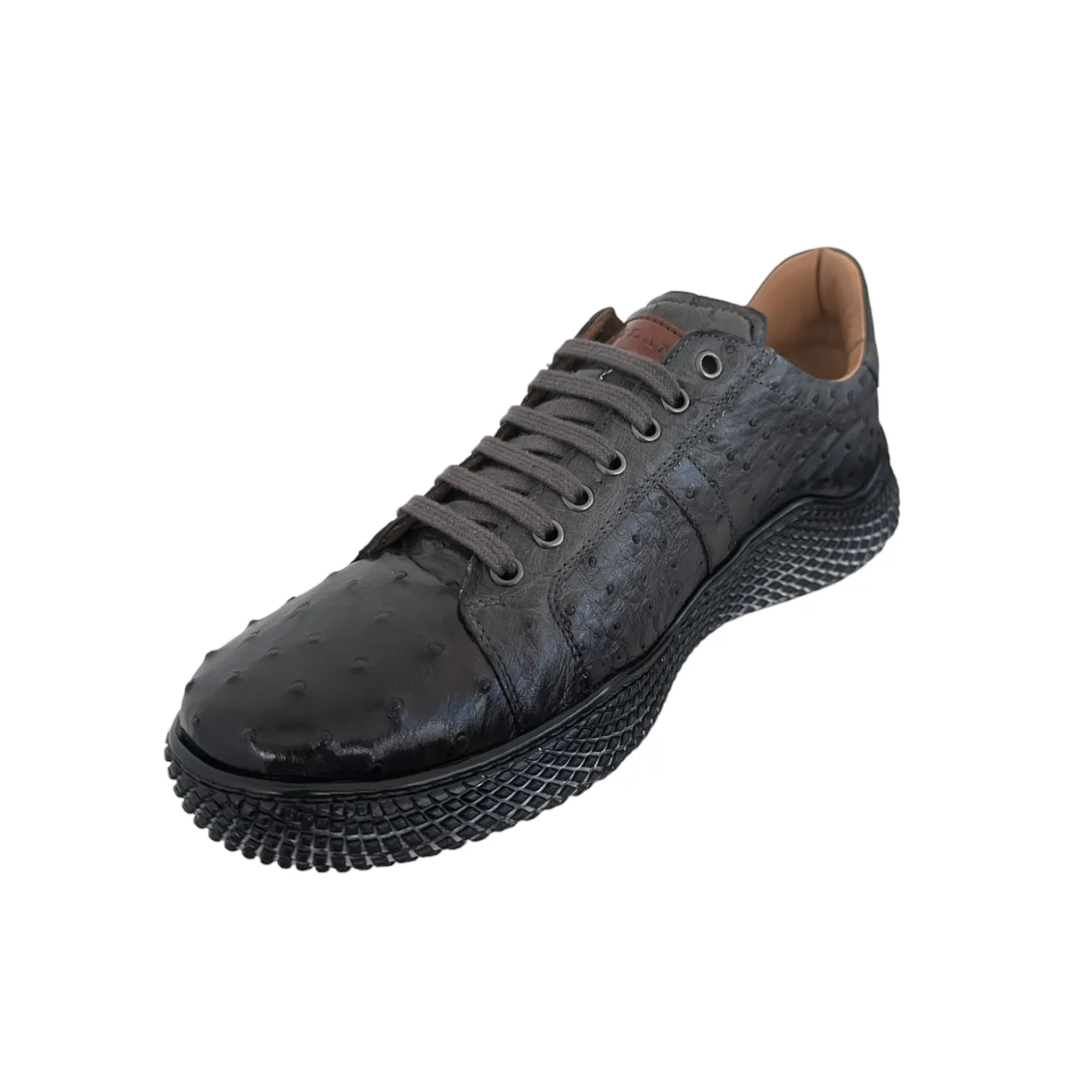 Mezlan 4970-S Men's Shoes Gray Exotic Ostrich-Skin Sneakers (MZ3672)