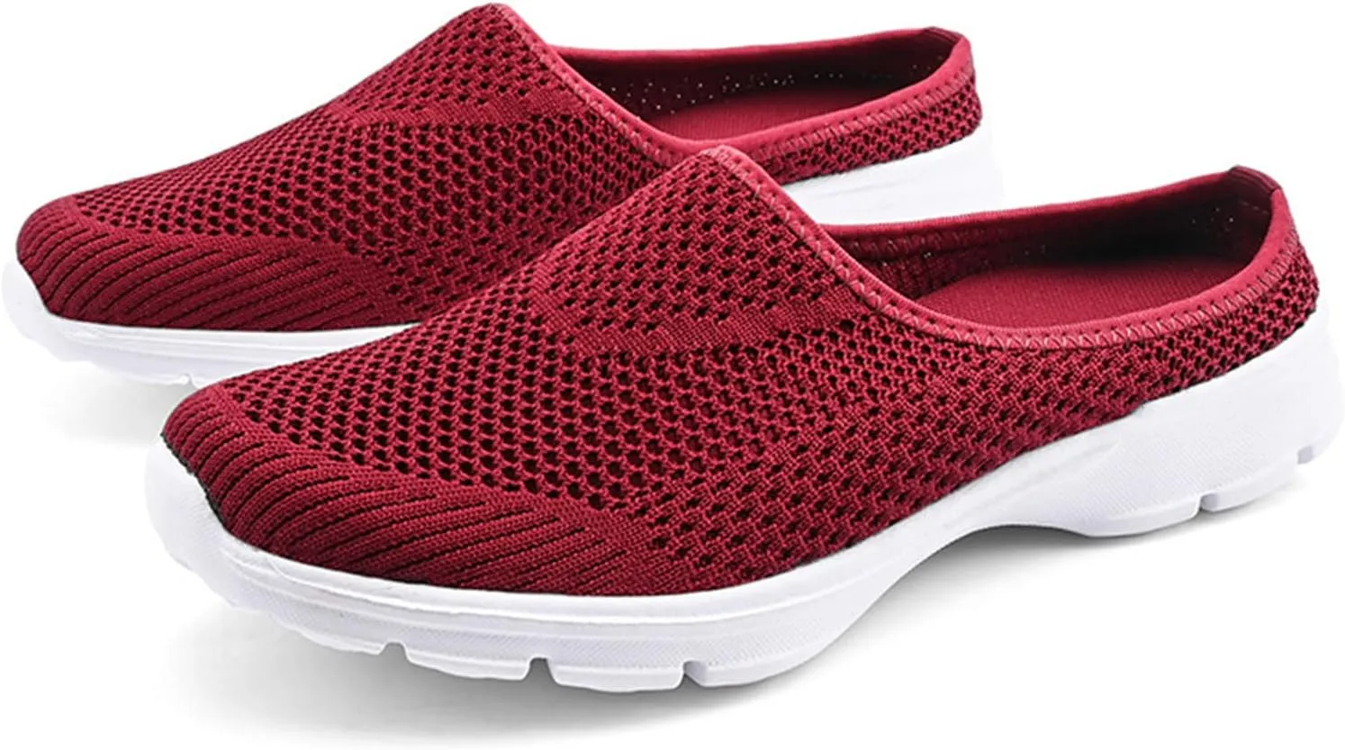 Mmoneyake Mules for Women Shoes Slip On Sneakers Lightweight Breathable Comfortable Walking Shoes Knit Flats Light Open Back Shoe Closed Toe Slides Mesh Air Cushion Orthopedic Diabetic Shoe