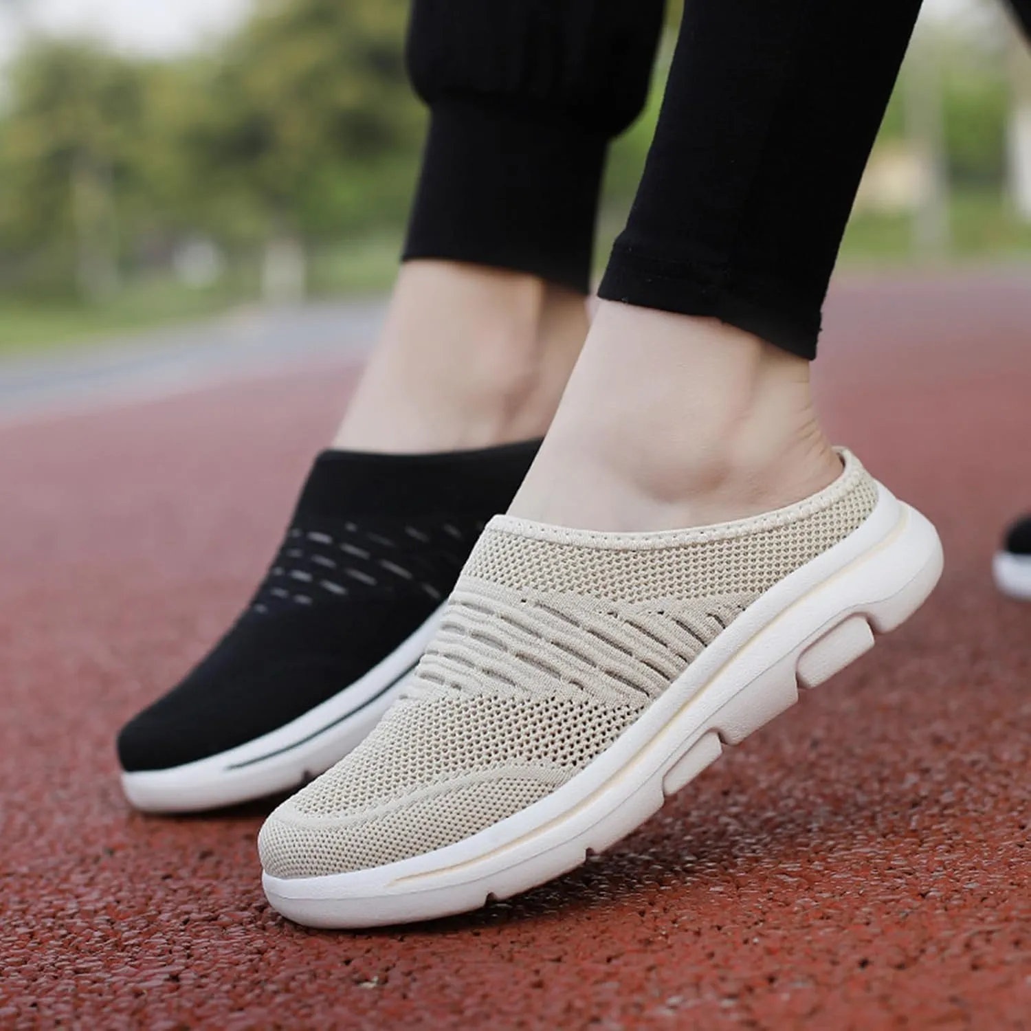 Mmoneyake Slip On Mules & Clogs for Womens Mens Lightweight Open Back Shoes Comfort Walking Shoes Breathable Slippers Slides Arch Support Closed Toe Sandals Backless Low Wedge Slip On Shoes
