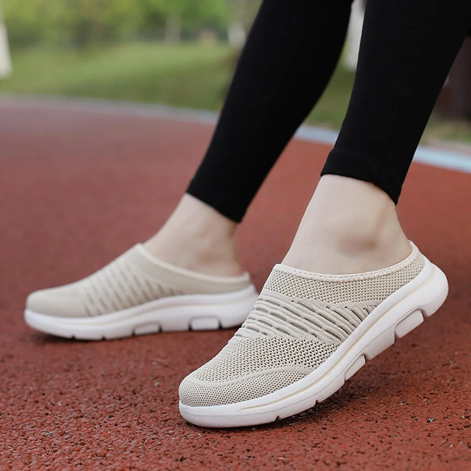 Mmoneyake Slip On Mules & Clogs for Womens Mens Lightweight Open Back Shoes Comfort Walking Shoes Breathable Slippers Slides Arch Support Closed Toe Sandals Backless Low Wedge Slip On Shoes