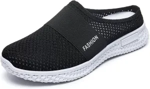 Mmoneyake Slip On Mules for Women Lightweight Open Back Shoes Comfort Walking Shoes Breathable Slippers Closed Toe Slides Backless Low Wedge Slip On Shoe Garden Clogs Shoe