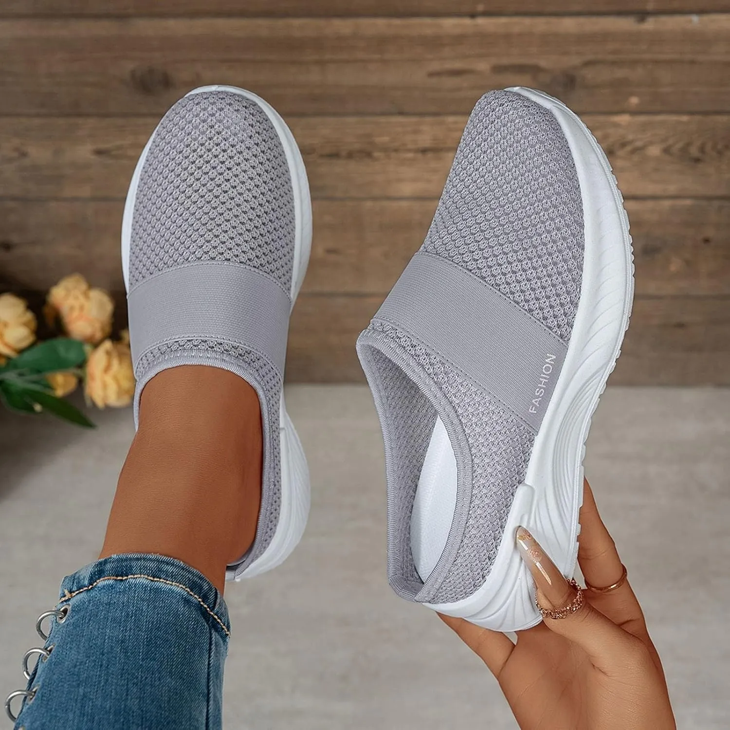 Mules for Women 2025 Comfortable Mesh Air Cushion Mule Sneakers Orthopedic Closed Toe Slip on Walking Shoes