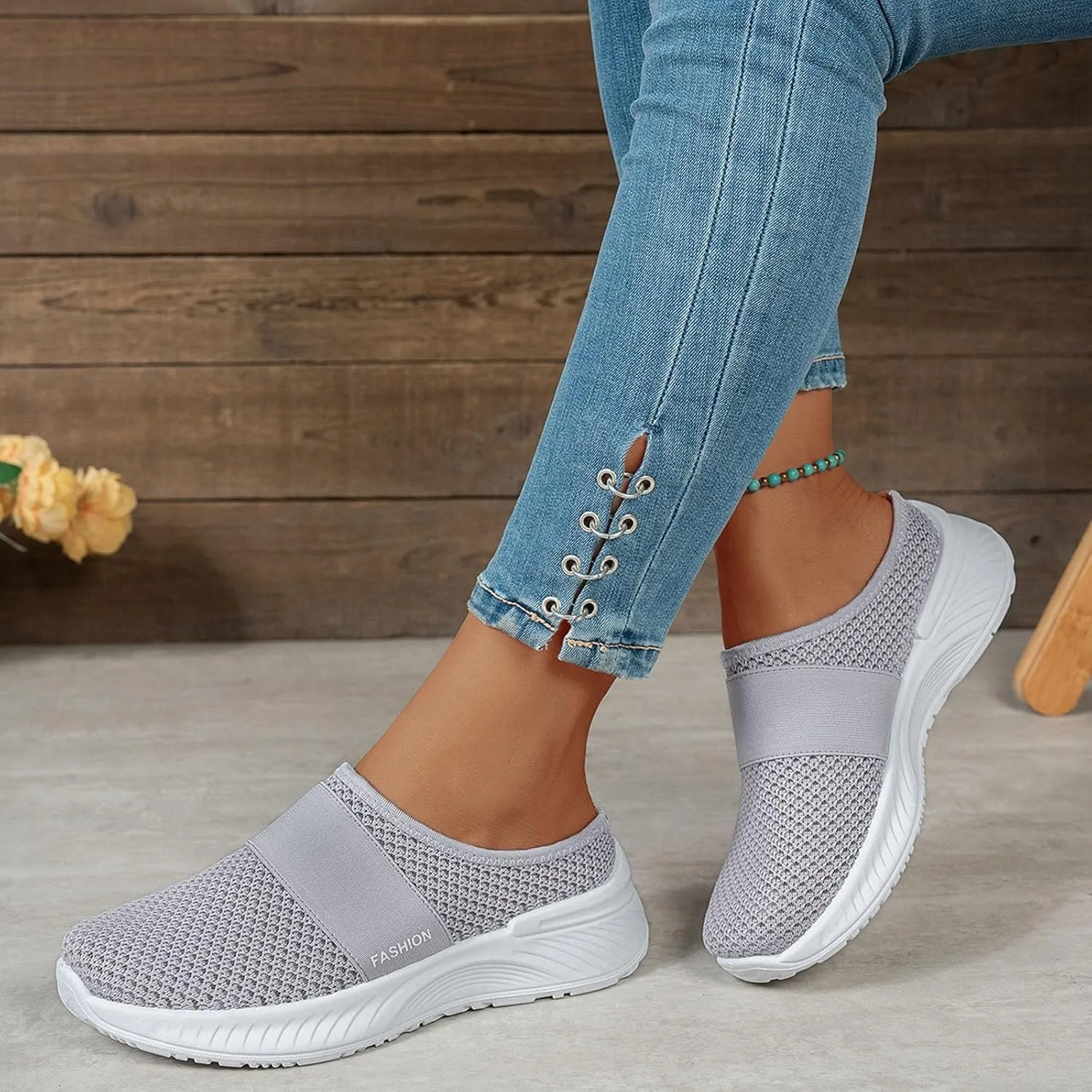Mules for Women 2025 Comfortable Mesh Air Cushion Mule Sneakers Orthopedic Closed Toe Slip on Walking Shoes