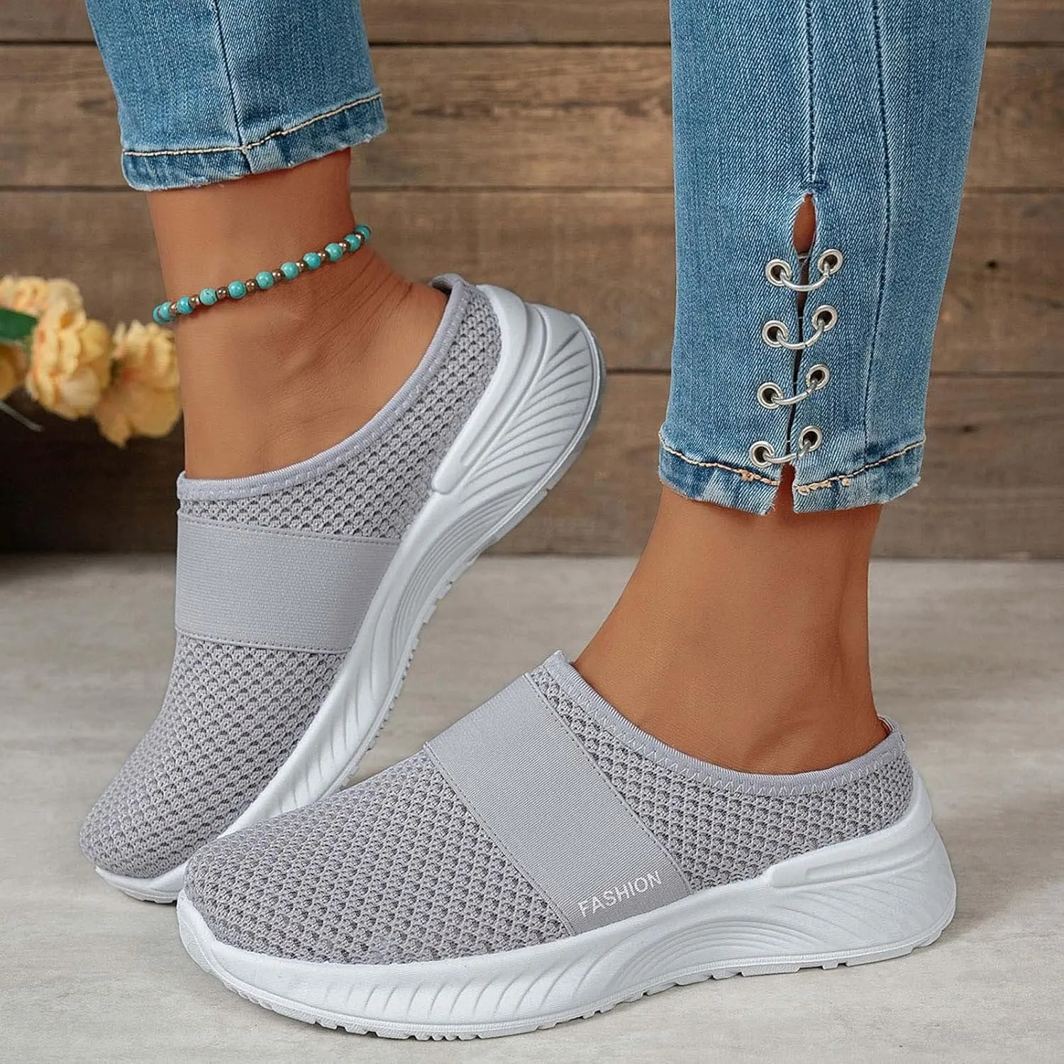 Mules for Women 2025 Comfortable Mesh Air Cushion Mule Sneakers Orthopedic Closed Toe Slip on Walking Shoes