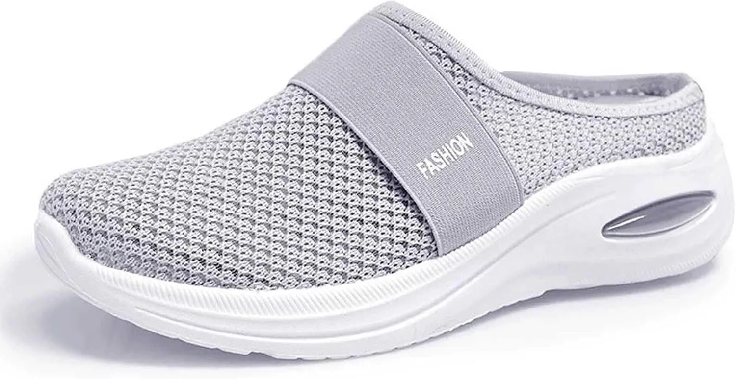 Mules for Women 2025 Slip on Mesh Air Cushion Mule Sneakers Breathable Orthopedic Walking Shoes with Arch Support