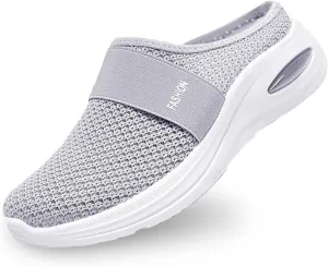 Mules for Women 2025 Slip on Mesh Air Cushion Mule Sneakers Breathable Orthopedic Walking Shoes with Arch Support