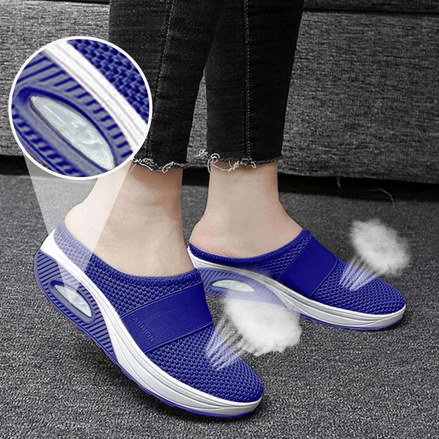Mules for Women 2025 Slip on Orthopedic Mesh Air Cushion Mule Shoes Backless Diabetic Walking Shoes with Arch Support