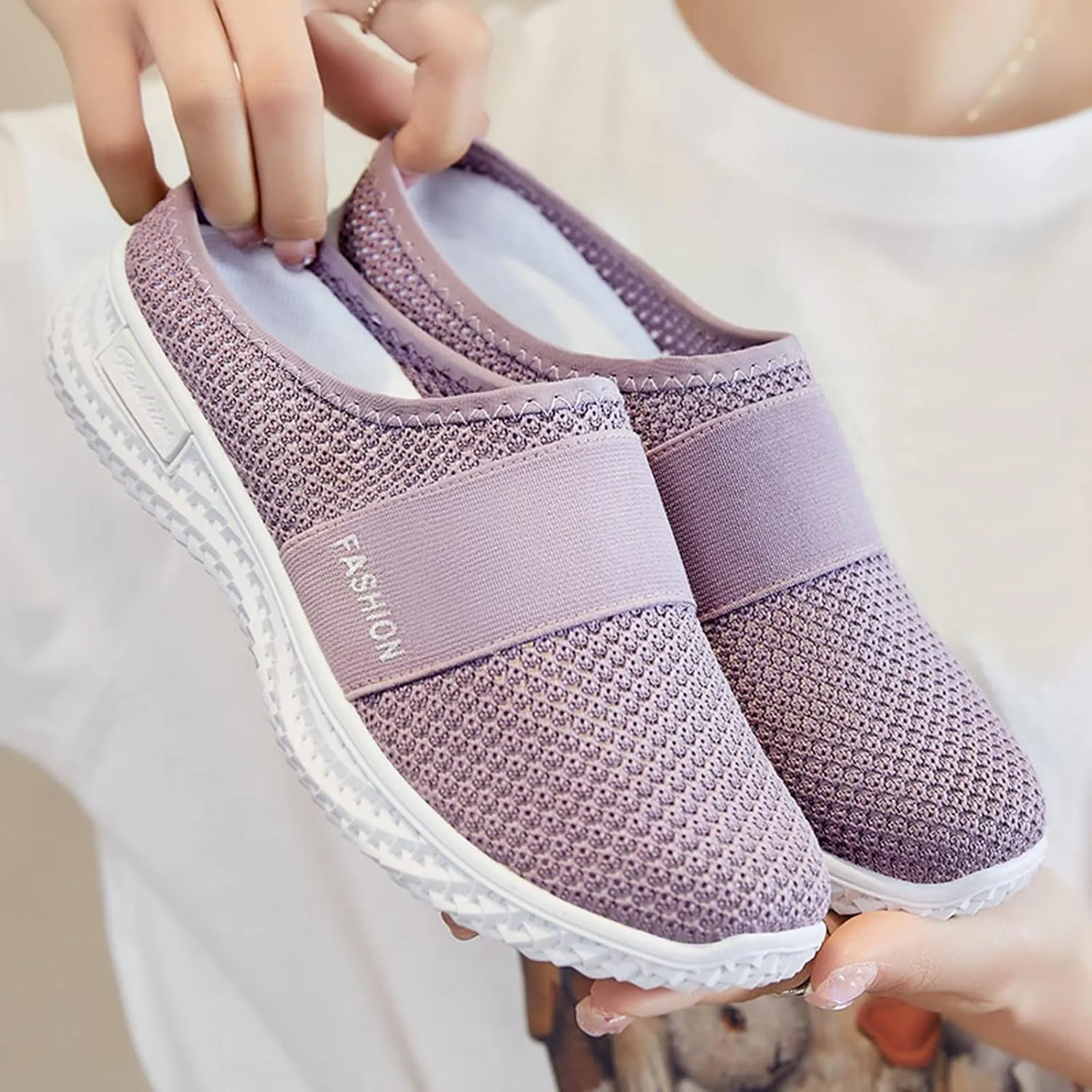 Mules for Women 2025 Slip on Wide Width Mesh Mule Walking Sneakers Backless Orthopedic Slipper with Arch Support