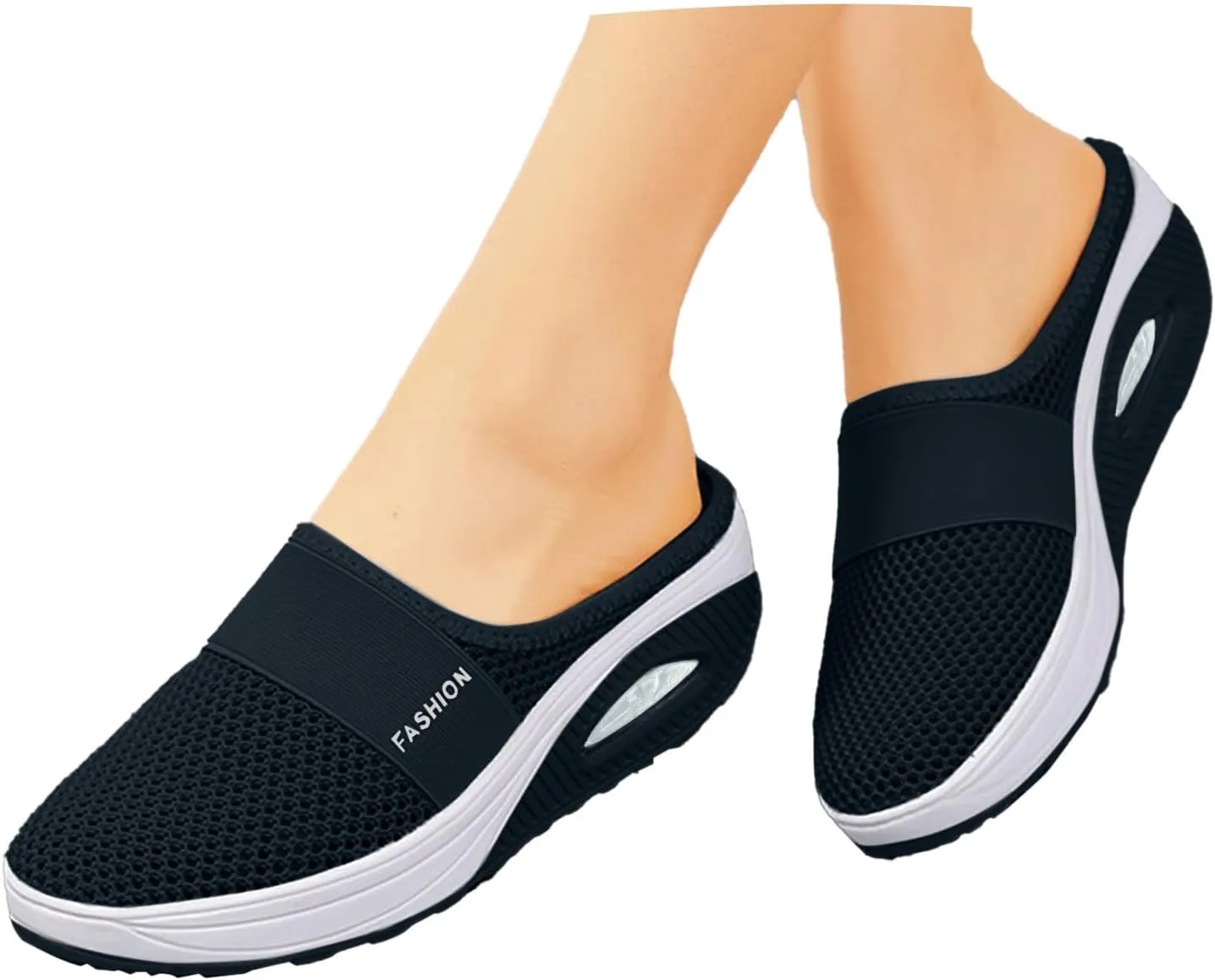 Mules for Women Mesh Backless Slip on Mule Shoes Air Cushion Orthopedic Walking Shoes Slippers with Arch Support