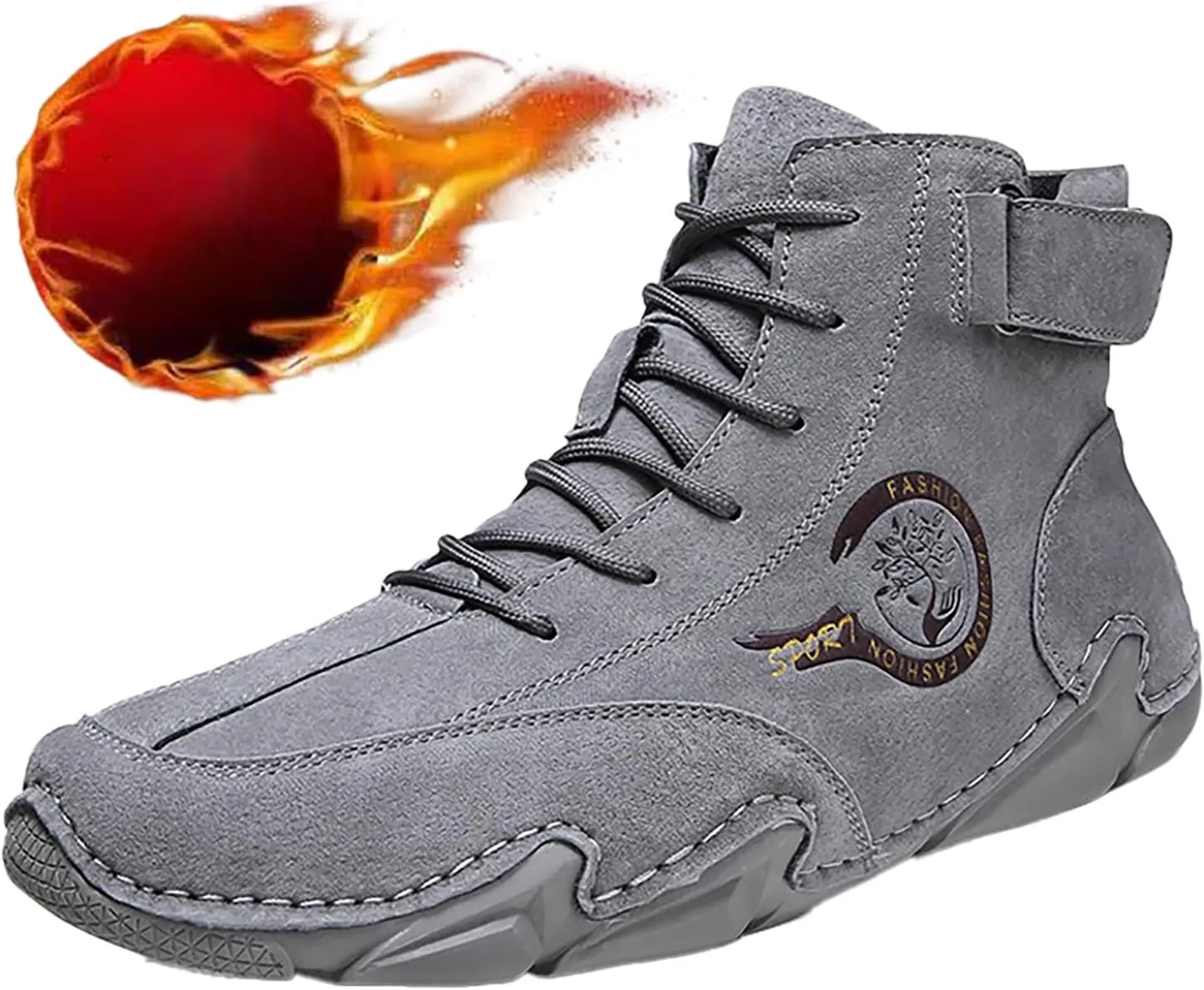 New Winter Men's Padded Leather Korean High Top Hook Loop Short Boots Sport Shoes Chaos Sneaker Men