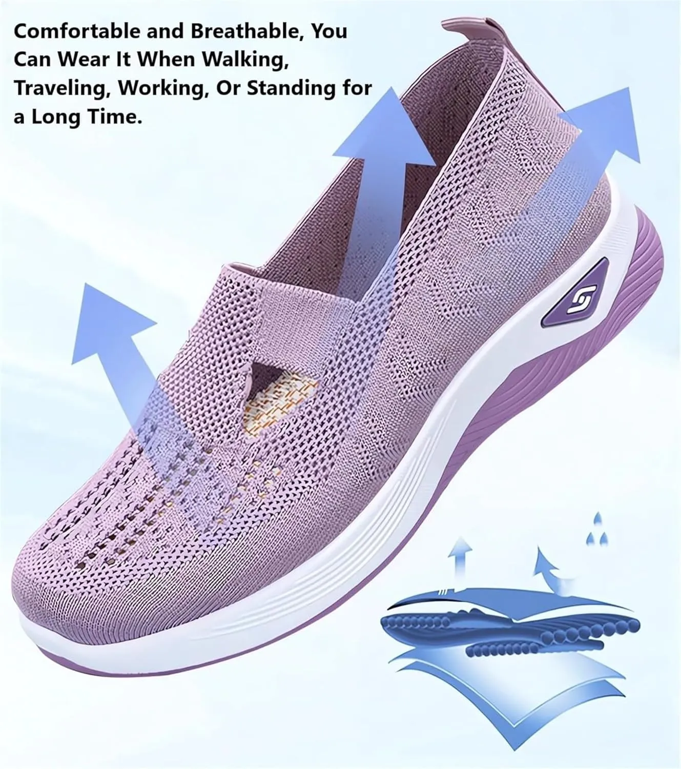 Orthopedic Shoes for Women Breathable Soft Slip On Shoes Outdoor Running Anti-Skid Sneakers Casual Sports Footwear