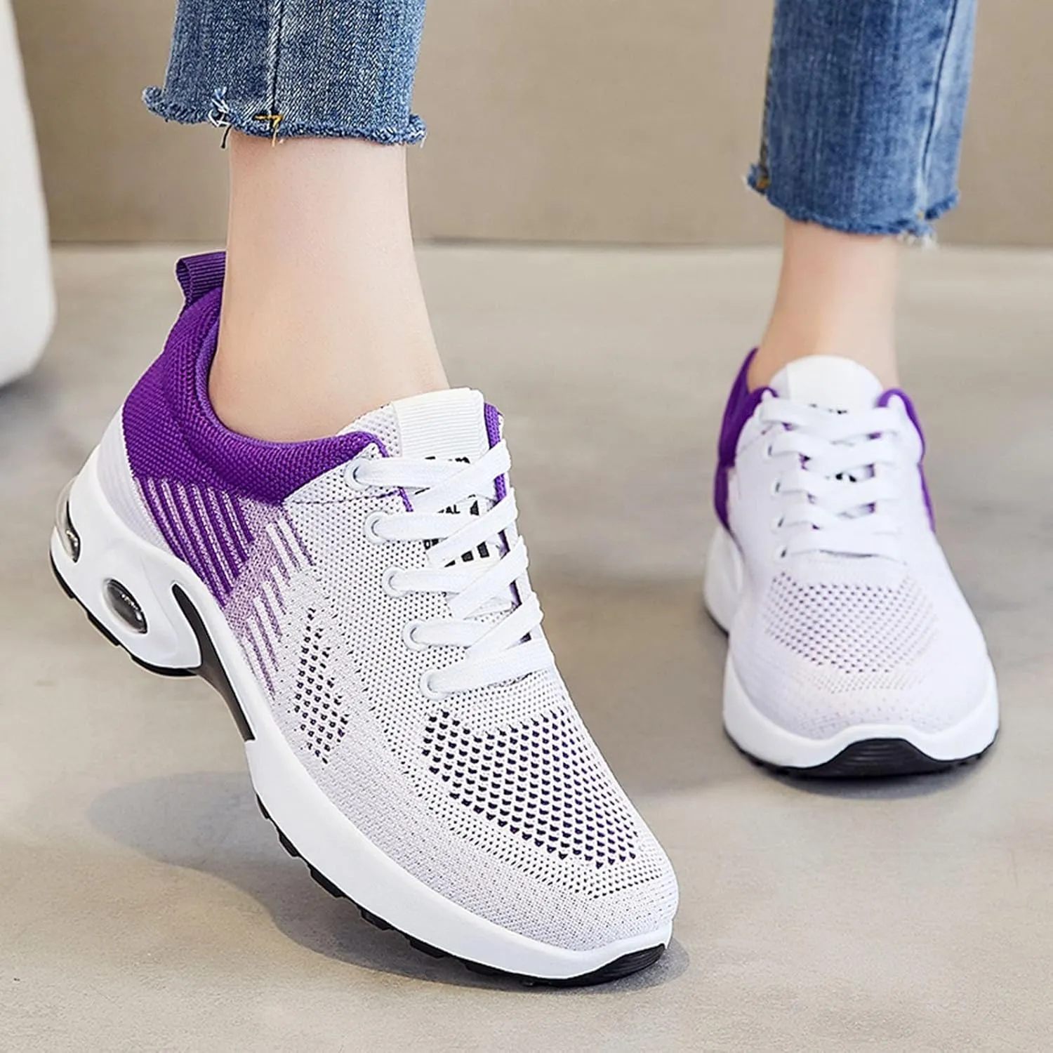 Orthopedic Shoes for Women Slip On Air Cushion Lightweight Sports Shoes Mesh Breathable Comfort Slip-On Sneakers
