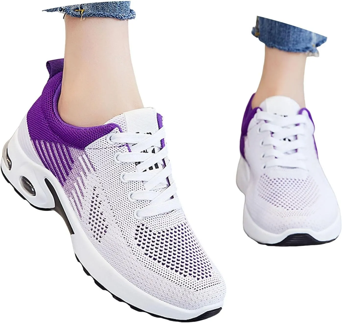Orthopedic Shoes for Women Slip On Air Cushion Lightweight Sports Shoes Mesh Breathable Comfort Slip-On Sneakers