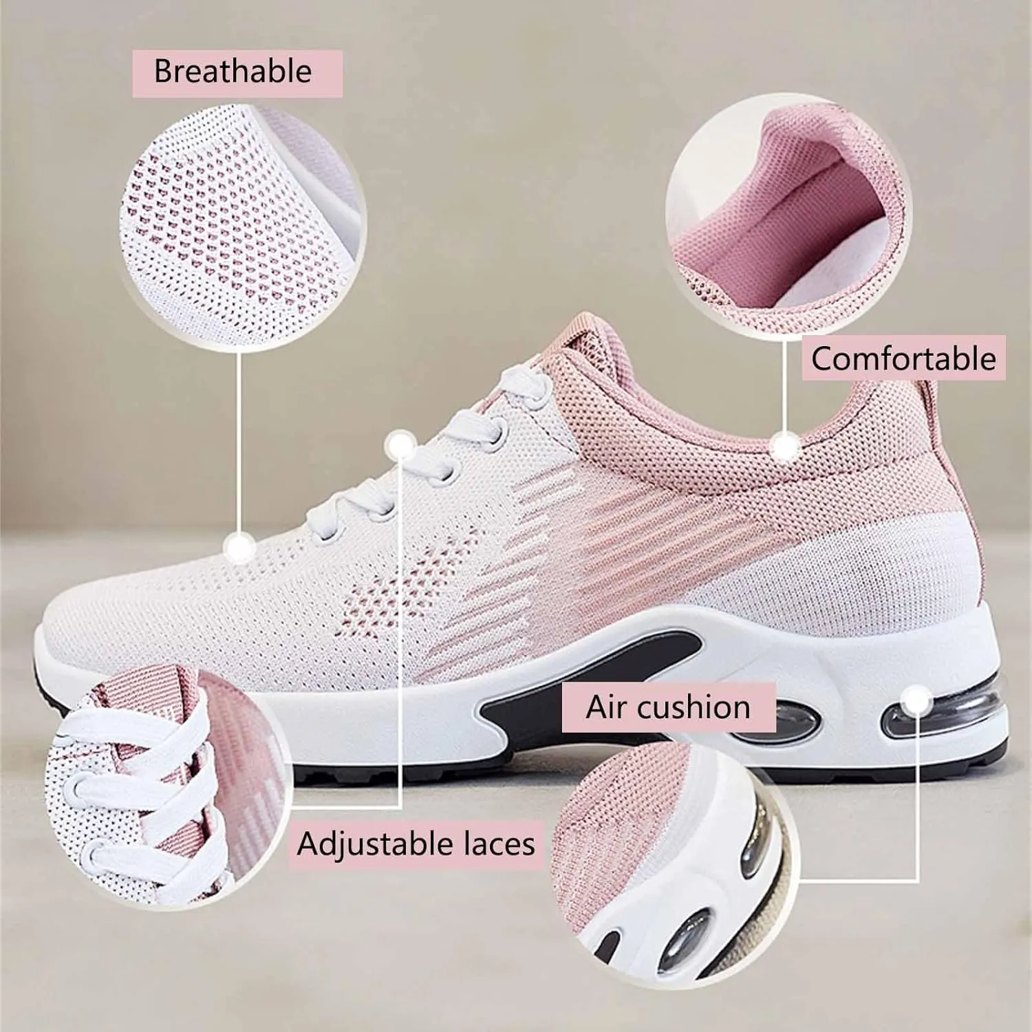 Orthopedic Shoes for Women Slip On Air Cushion Lightweight Sports Shoes Mesh Breathable Comfort Slip-On Sneakers