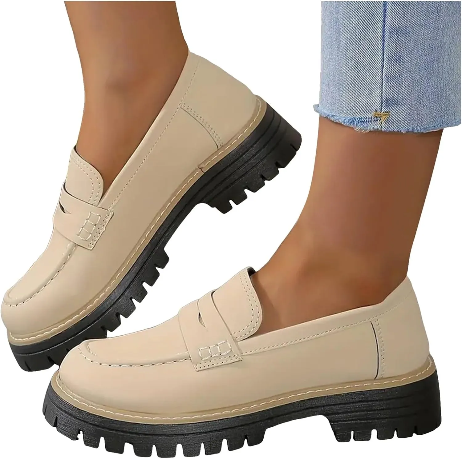 Orthoture-orthopedic Platform Loafers for Women,Wide Width Dress Shoes Ortho Comfort Shoes Slip On Penny Loafers