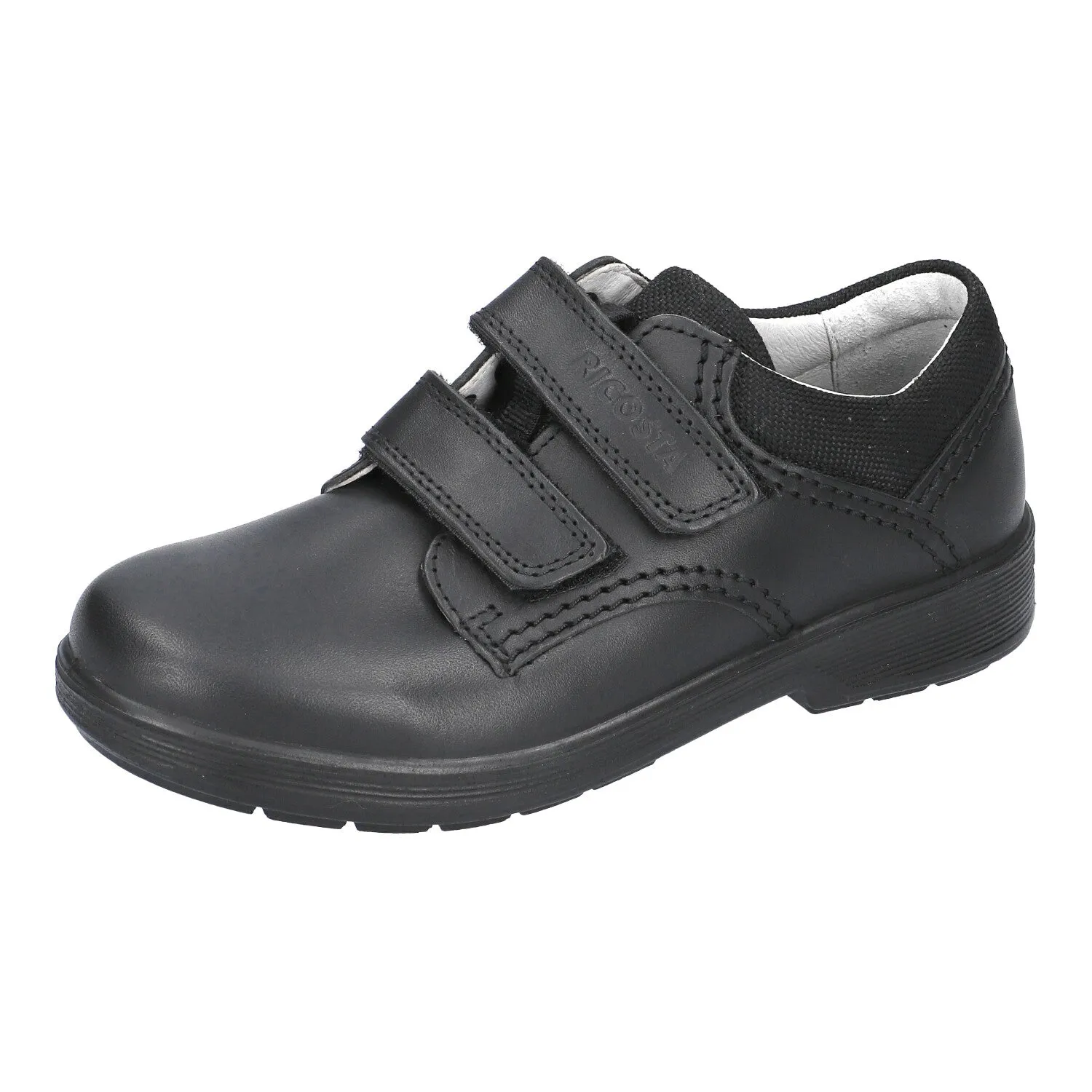 Ricosta William - Black Leather Rip Tape School Shoe