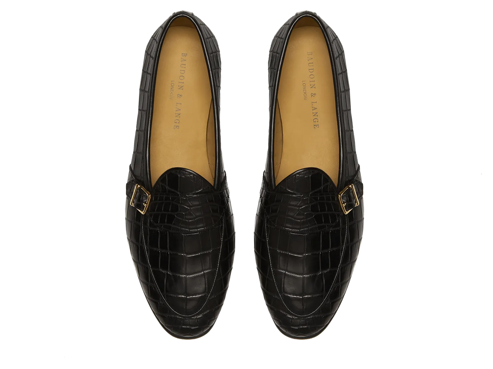 Sagan Buckle Precious Leather Loafers in Obsidian Black Crocodile