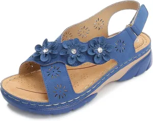 Sandals for Women Orthopedic Shoes: Comfortable Summer Platform Wedge Sandal Dressy Casual Walking Wedges Shoes Open Toe Sandals with Adjustable Hook Loop