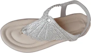 Sandals Womens Dressy Casual Arch Support Ladies Sandals Rhinestone Sparkle Wing Summer T Strap Flat Thong Flip Flop
