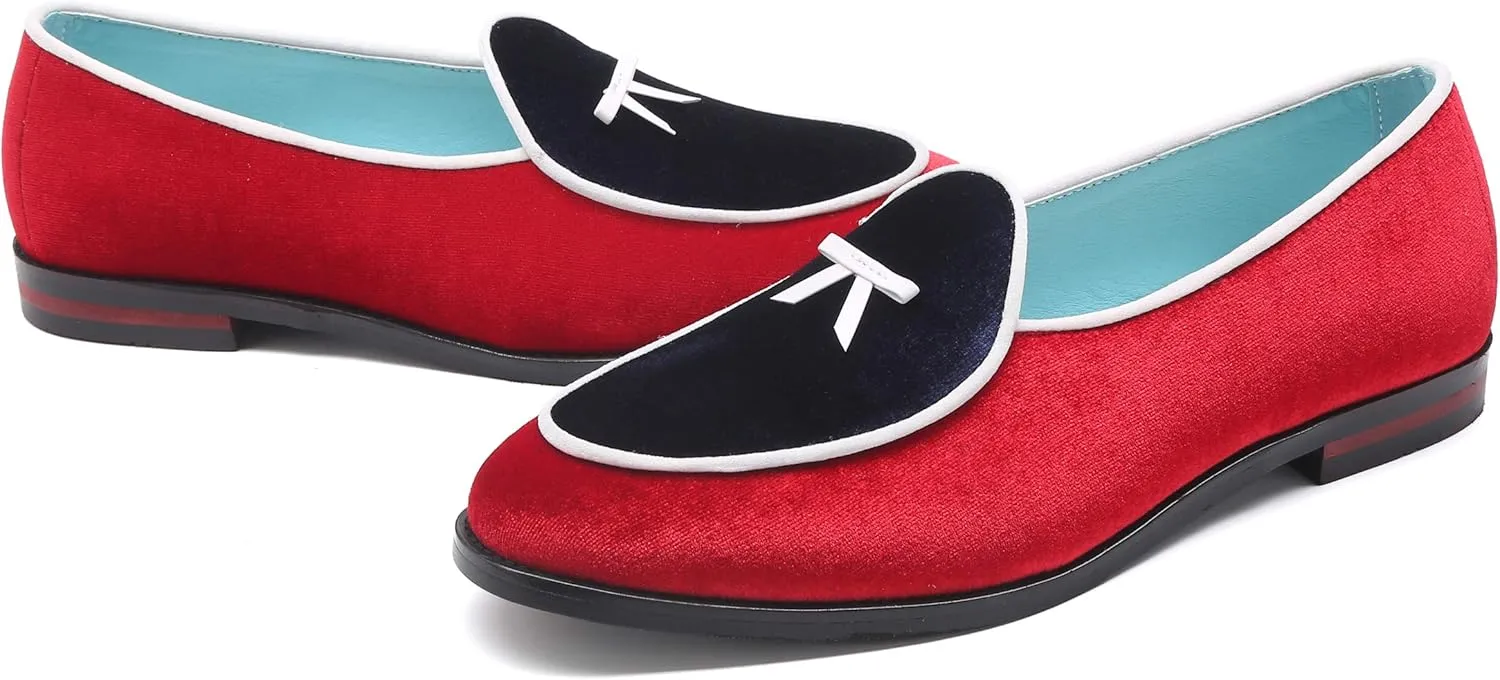 Santimon Boat Shoes Men Penny-Loafers Dress Shoes Smoking-Slippers Casual Bow Velvet Slip-on Flats