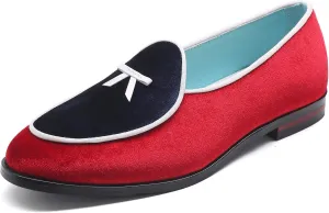 Santimon Boat Shoes Men Penny-Loafers Dress Shoes Smoking-Slippers Casual Bow Velvet Slip-on Flats