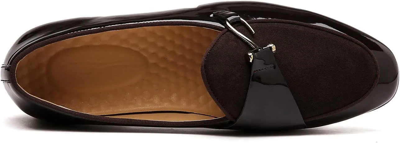 Santimon Mens Loafers Slip on Dress Shoes Buckle Casual Driving Smoking Slippers Moccasins Black Brown Blue
