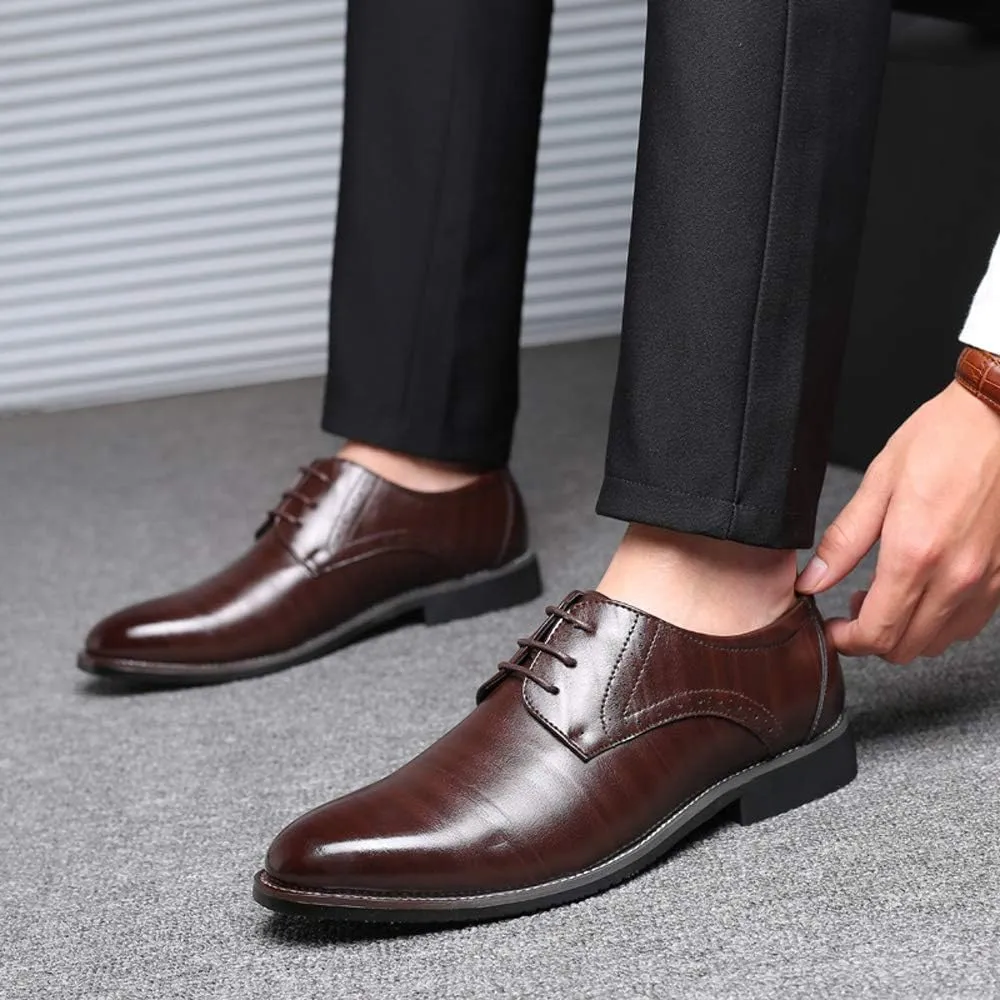 Santimon Men's Oxford Shoes Classic Formal Business Pointed Toe Lace Up Dress Shoes