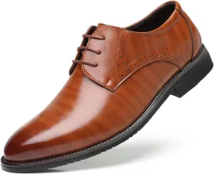 Santimon Men's Oxford Shoes Classic Formal Business Pointed Toe Lace Up Dress Shoes