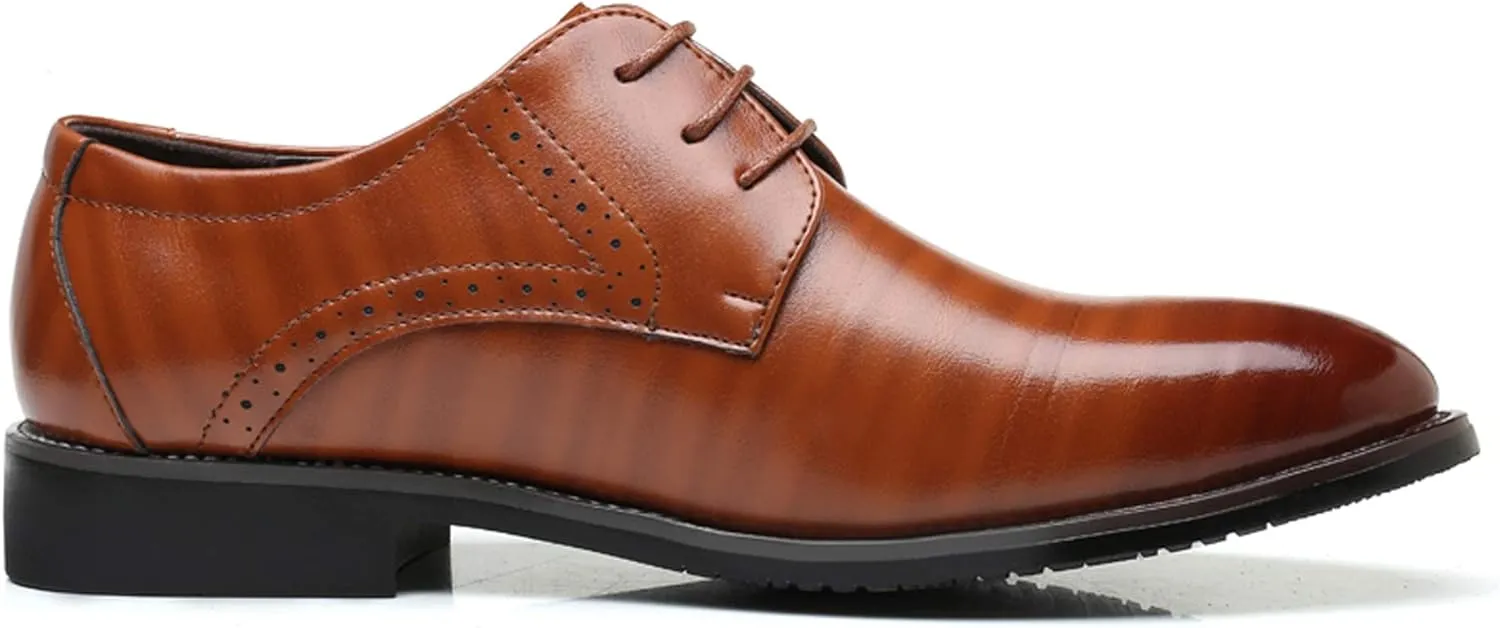 Santimon Men's Oxford Shoes Classic Formal Business Pointed Toe Lace Up Dress Shoes