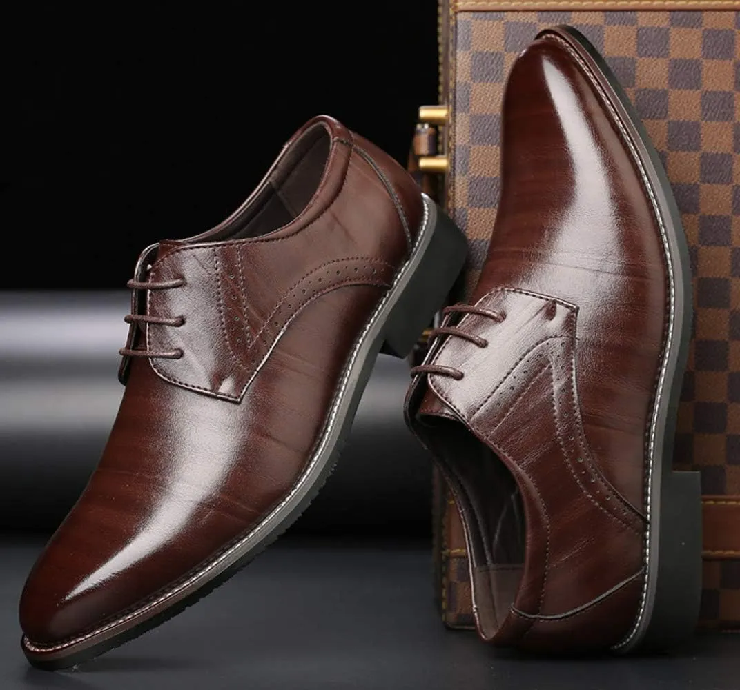 Santimon Men's Oxford Shoes Classic Formal Business Pointed Toe Lace Up Dress Shoes