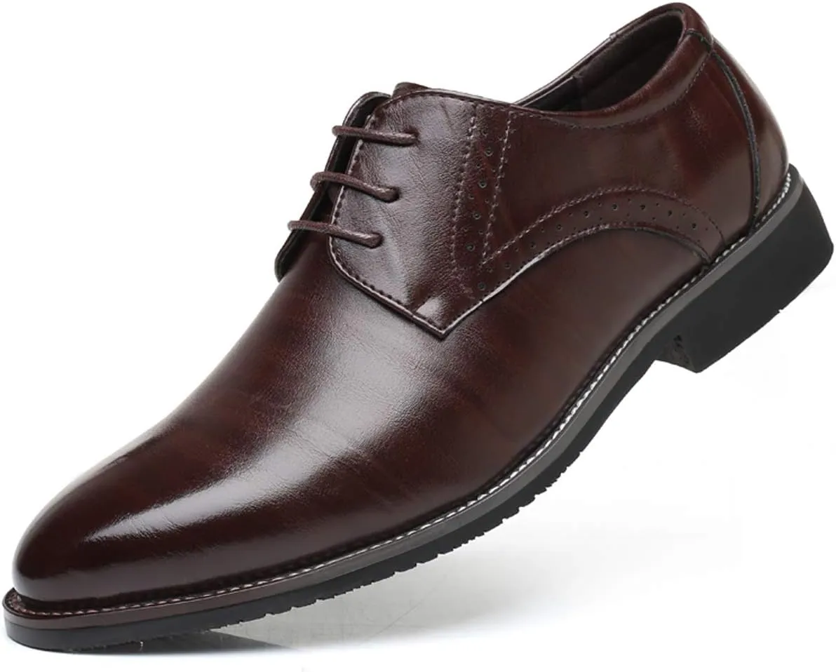 Santimon Men's Oxford Shoes Classic Formal Business Pointed Toe Lace Up Dress Shoes