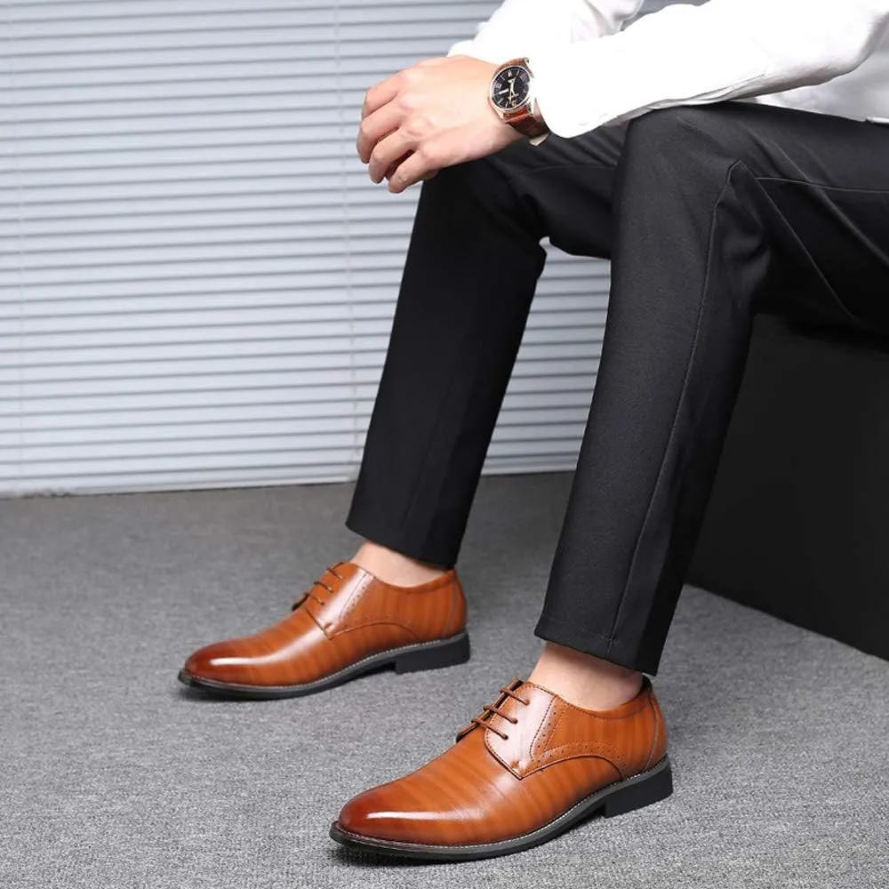 Santimon Men's Oxford Shoes Classic Formal Business Pointed Toe Lace Up Dress Shoes